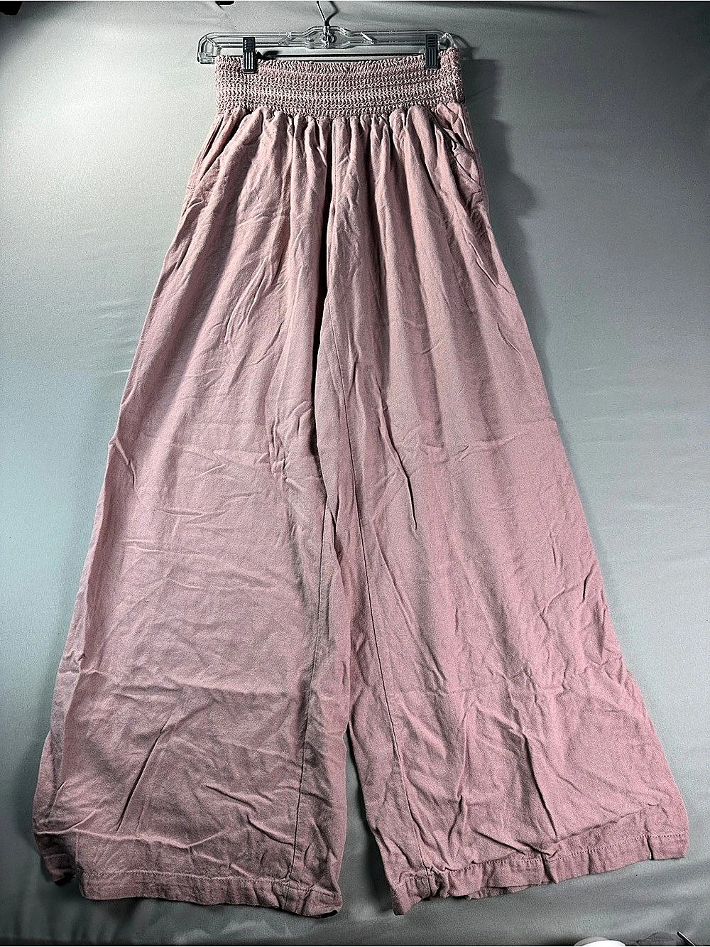 Rewash Wide Leg Pants Pale Pink Size Large Boho Pockets Elastic Waist